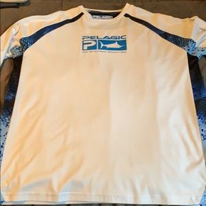 White and blue pelagic vaportek shirt
